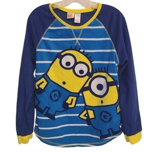 Boys' Long Sleeve Blue, Yellow and White Novelty PJ Shirt (Large 12-14)
